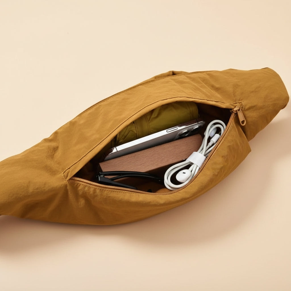 Sac bandoulière femme porté sur la poitrine voyage
