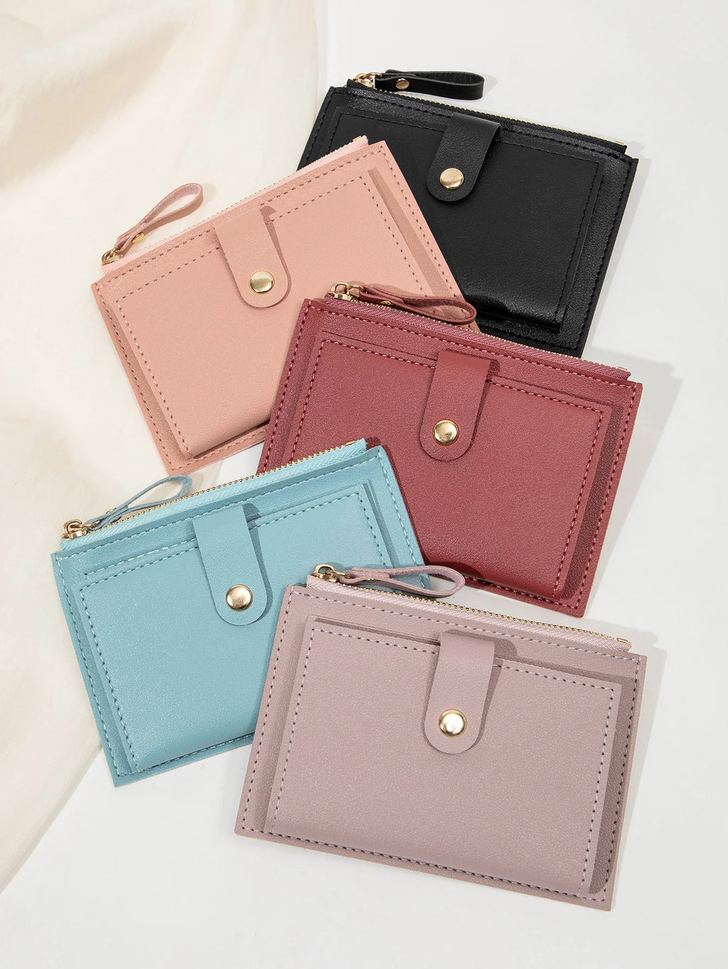 Porte-cartes compact en cuir coloris bleu