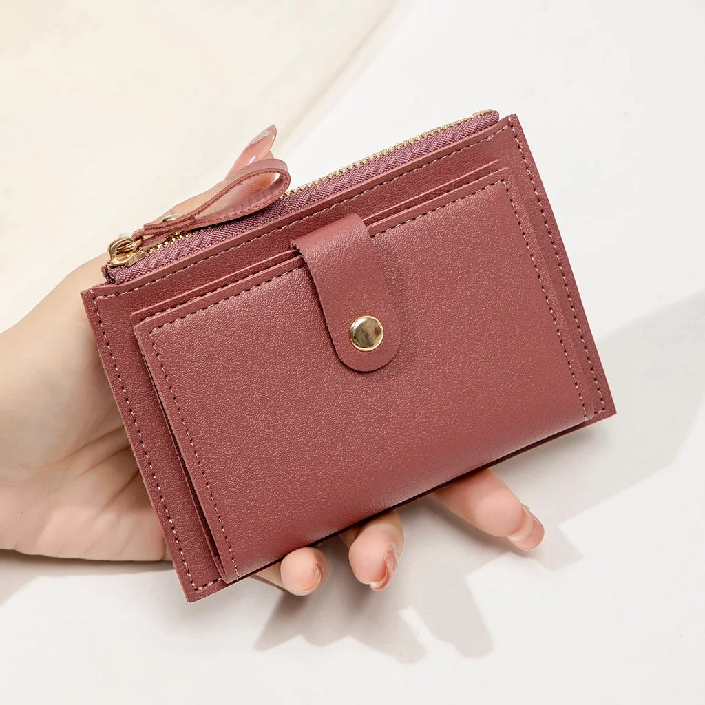 Portefeuille femme ultra-plat en cuir avec porte-cartes