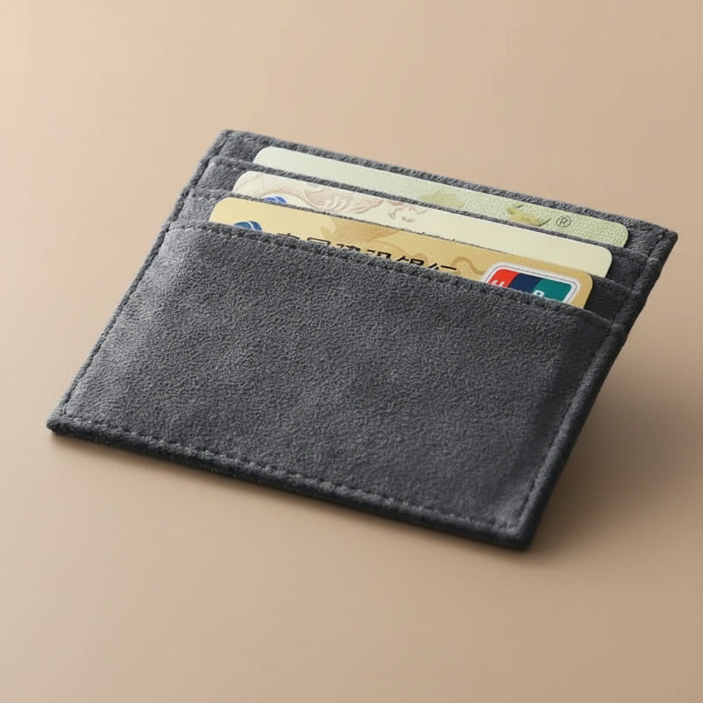 Portefeuille homme ultra-fin voyage en cuir suédé